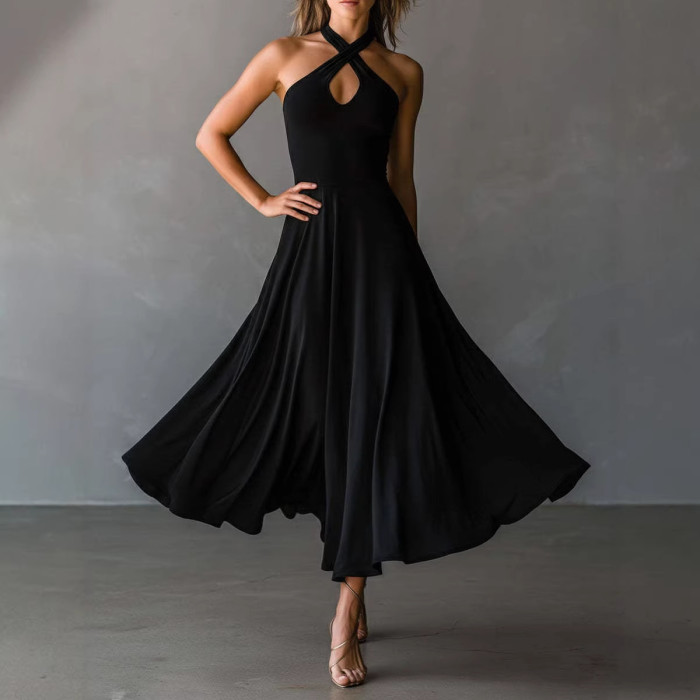 ✨Off Shoulder Sleeveless A-line Solid Maxi Dress✨