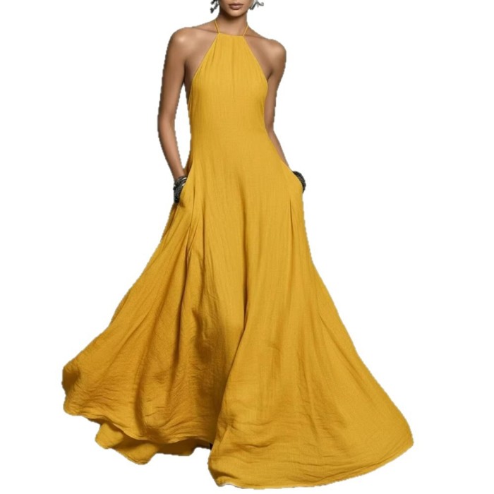✨Halter Backless Solid Color Maxi Dress🌙