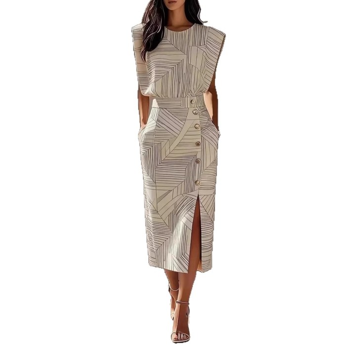✨Print Sleeveless O-Neck Vest & Long Skirt Two Piece Set🌷