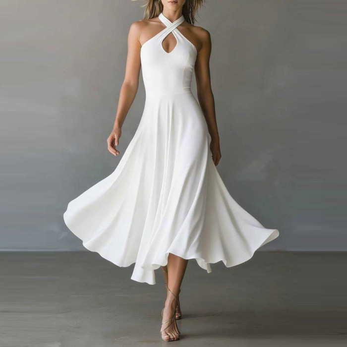 ✨Off Shoulder Sleeveless A-line Solid Maxi Dress✨