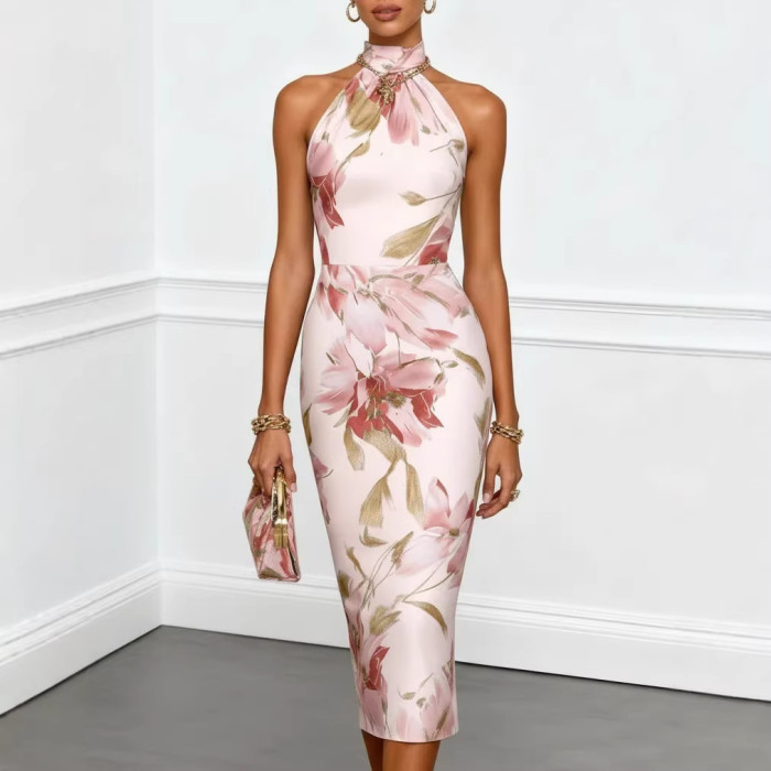 ✨Off Shoulder Sleeveless Floral Bodycon Dress🌷