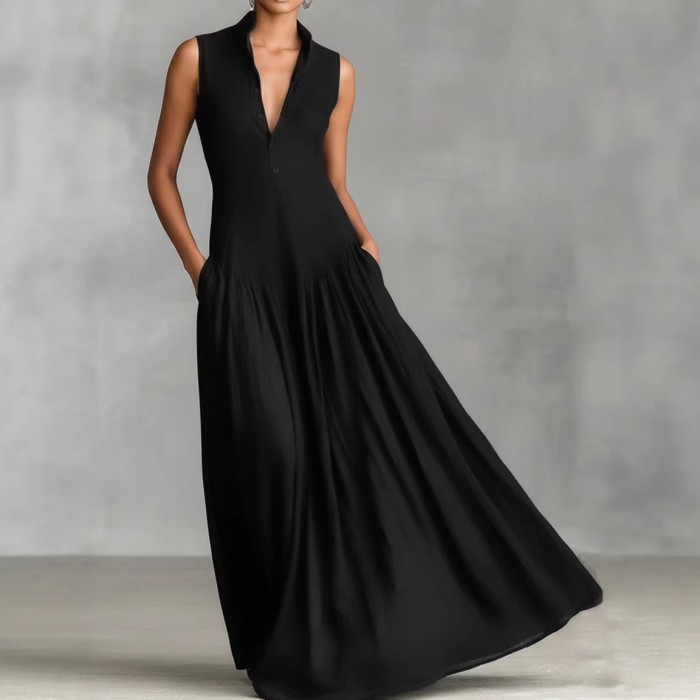 ✨Solid Color V-Neck Sleeveless Maxi Dress💐