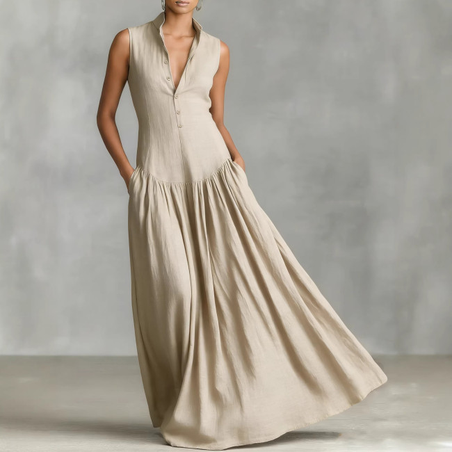 ✨Solid Color V-Neck Sleeveless Maxi Dress💐