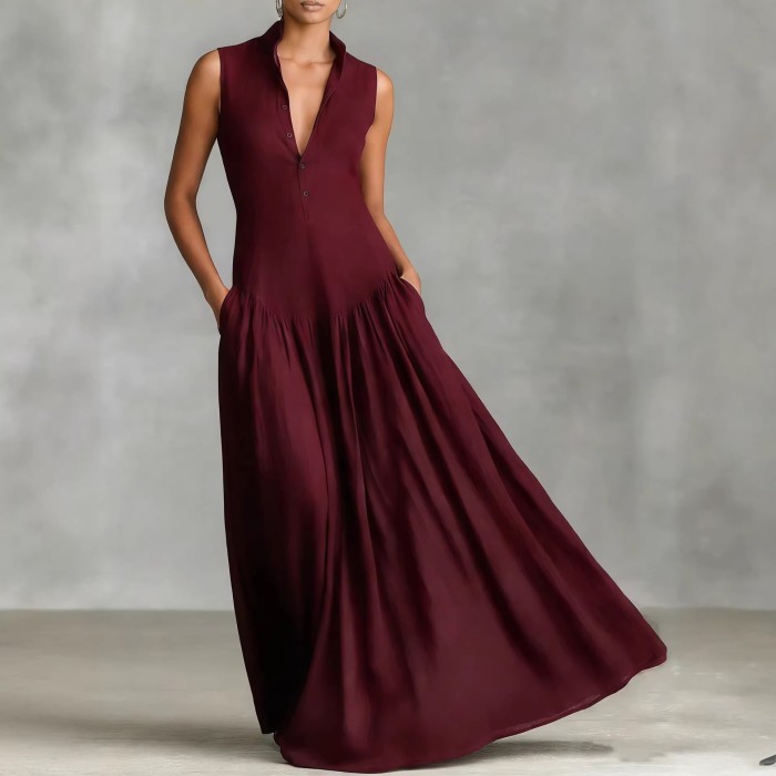 ✨Solid Color V-Neck Sleeveless Maxi Dress💐