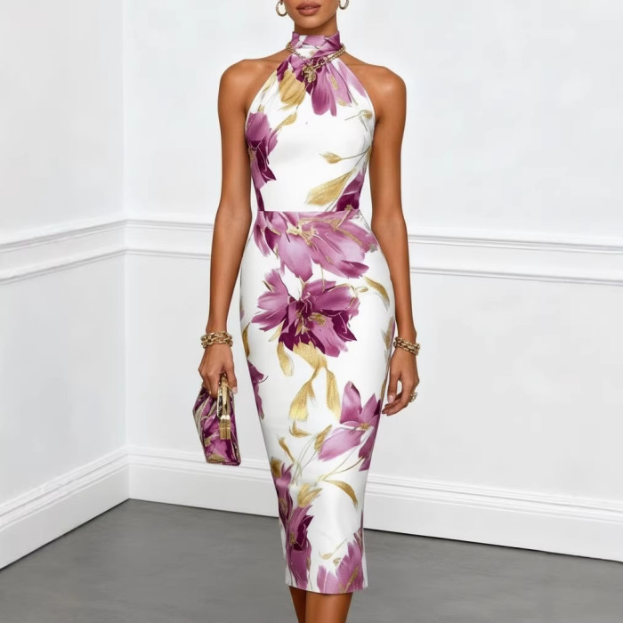 ✨Off Shoulder Sleeveless Floral Bodycon Dress🌷