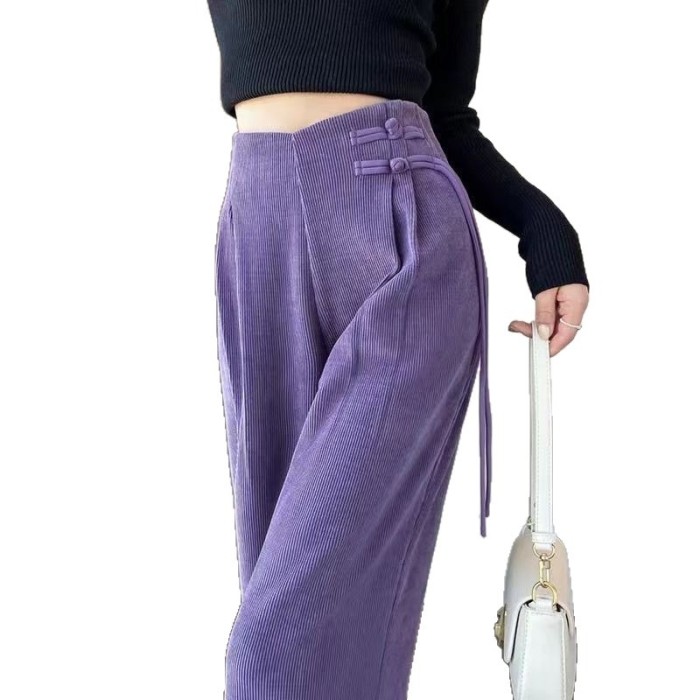 ✨Daily Casual Travel Buckle High Waist Draped Straight Wide Leg Pants🍃