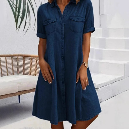 ✨Daily Street & Casual Five-quarter Sleeve Loose Denim Dress👖