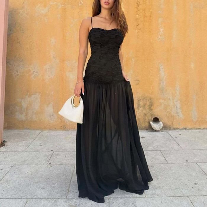 ✨Bridesmaid & Banquet Hollow Out Shoulder Jacquard Patchwork Long Dress💫