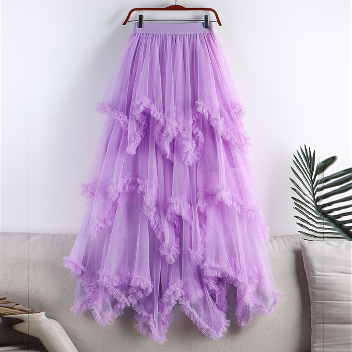 ✨Daily Party Fairy High Waist Irregular Mesh Cake Midi Skirt🧁