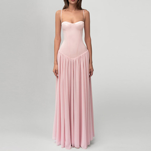 ✨Party & Daily Wrap Chest Backless Pleated Camisole Long Dress💖