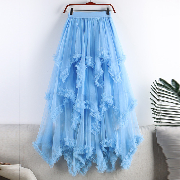 ✨Daily Party Fairy High Waist Irregular Mesh Cake Midi Skirt🧁