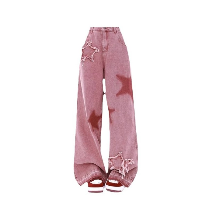 ✨Daily Casual Retro Five-Star Embroidery Raw Edge Jeans👖
