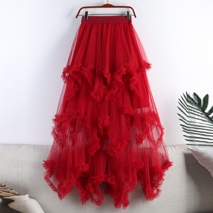 ✨Daily Party Fairy High Waist Irregular Mesh Cake Midi Skirt🧁