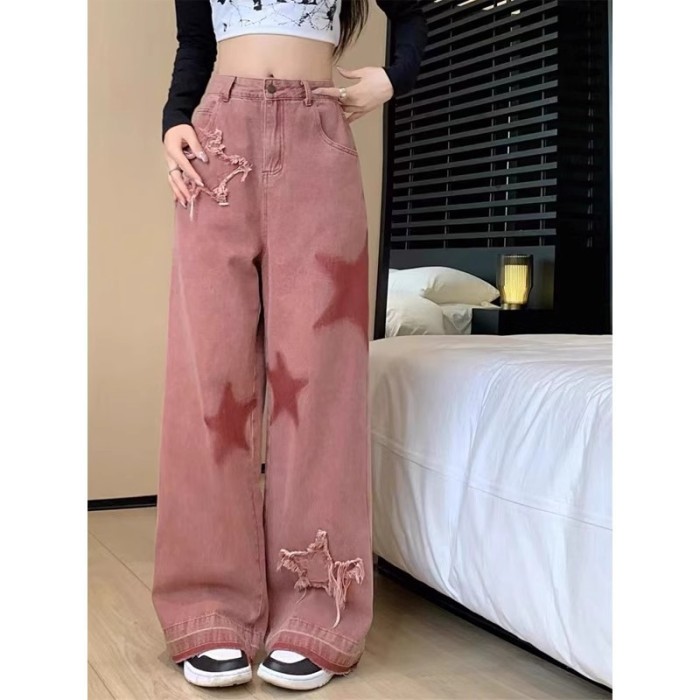 ✨Daily Casual Retro Five-Star Embroidery Raw Edge Jeans👖