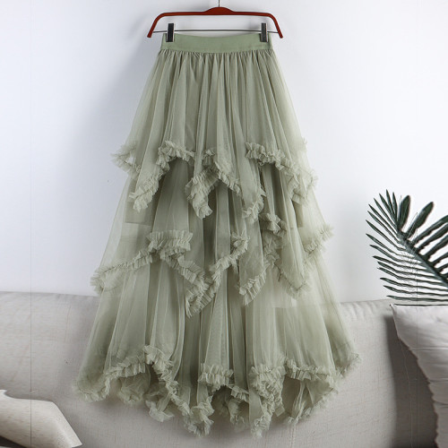 ✨Daily Party Fairy High Waist Irregular Mesh Cake Midi Skirt🧁