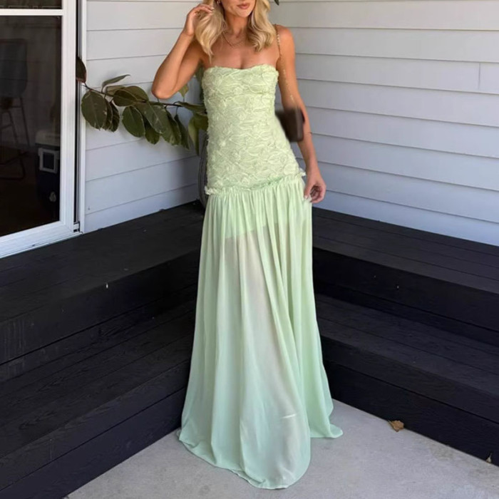 ✨Bridesmaid & Banquet Hollow Out Shoulder Jacquard Patchwork Long Dress💫