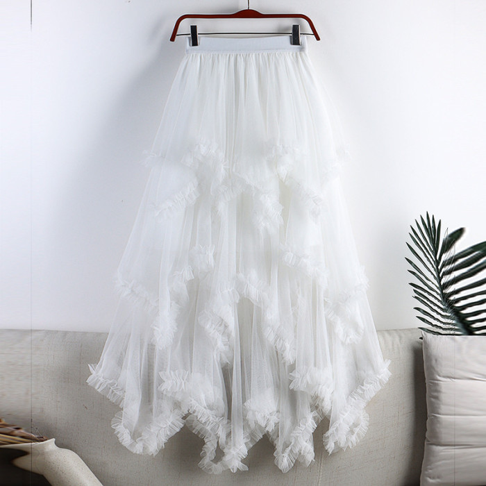 ✨Daily Party Fairy High Waist Irregular Mesh Cake Midi Skirt🧁