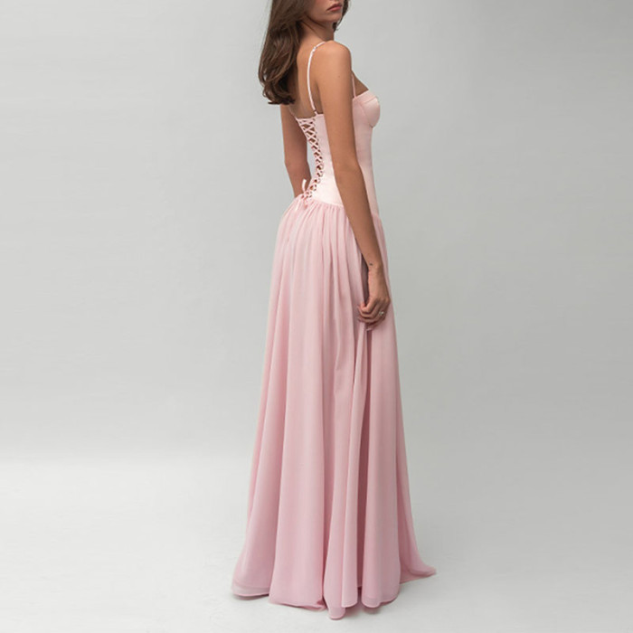 ✨Party & Daily Wrap Chest Backless Pleated Camisole Long Dress💖