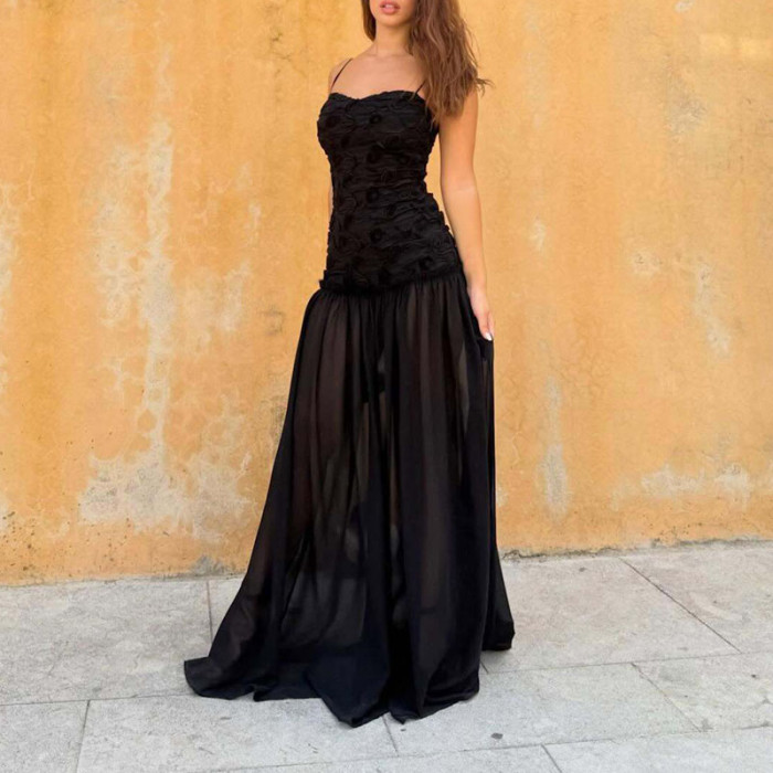 ✨Bridesmaid & Banquet Hollow Out Shoulder Jacquard Patchwork Long Dress💫