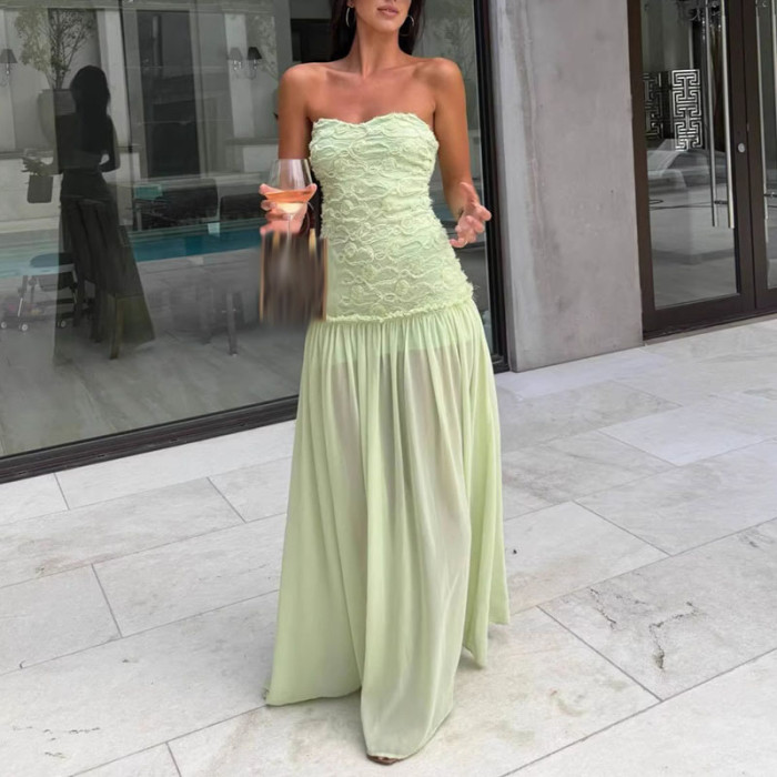 ✨Bridesmaid & Banquet Hollow Out Shoulder Jacquard Patchwork Long Dress💫