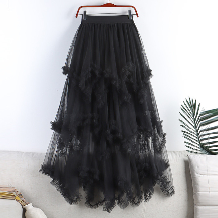 ✨Daily Party Fairy High Waist Irregular Mesh Cake Midi Skirt🧁