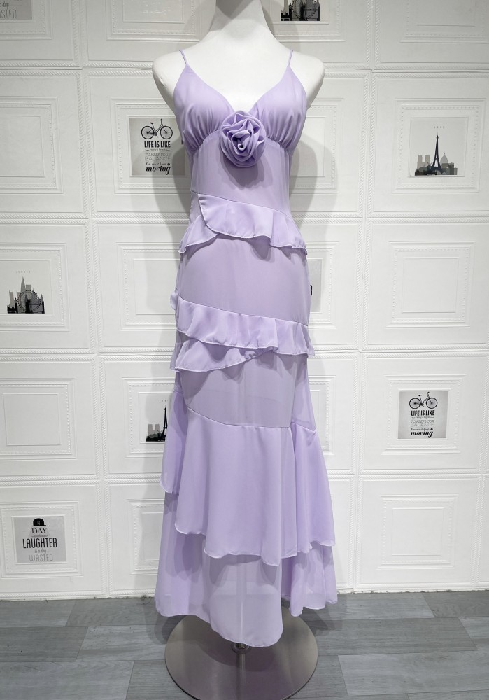 ✨Beach & Birthday V-Neck Chest Wrapped Hollow Suspender Long Dress🎂