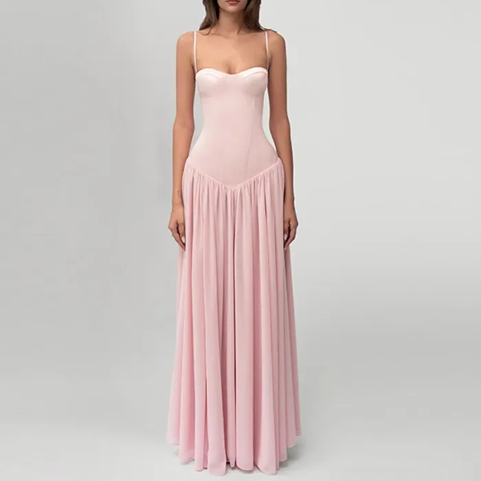 ✨Party & Daily Wrap Chest Backless Pleated Camisole Long Dress💖