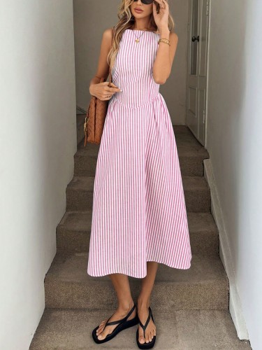 ✨Daily & Elegant Slimming Vertical Striped Sleeveless Summer Dress🌿