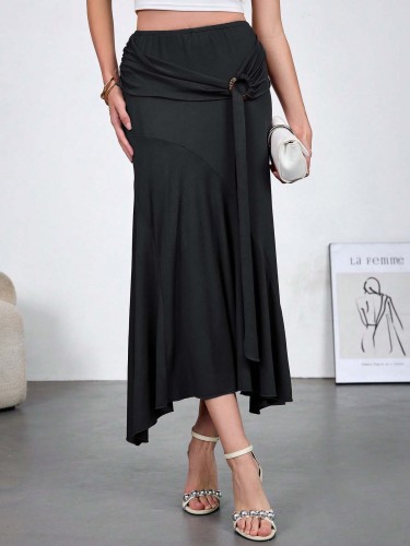 ✨Daily & Dating Wooden Decor High Waist Hip-wrapped Ribbon Skirt🎀