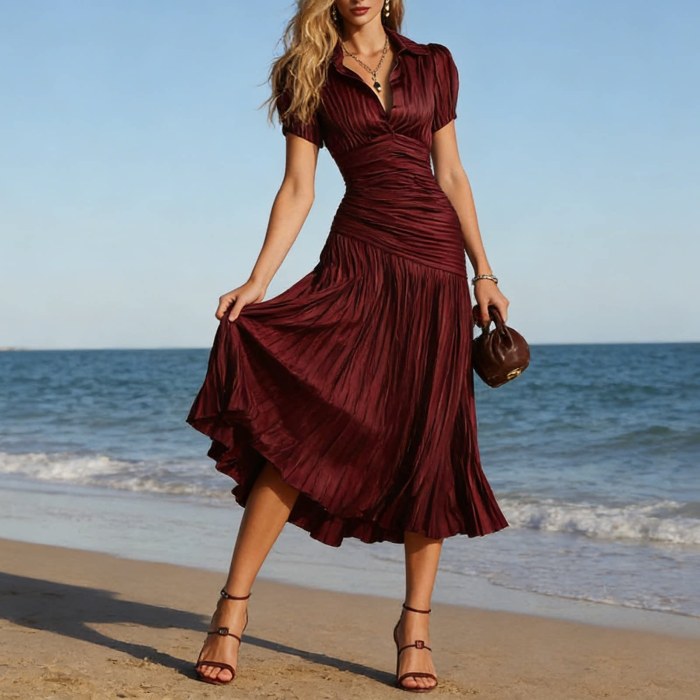 ✨Daily & Commute Lapel Striped High Waist A-Line Shirt Dress🌿