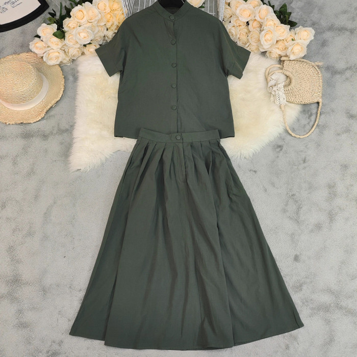 ✨Office & Daily Vintage Stand Collar Linen 2-Piece Set🌿