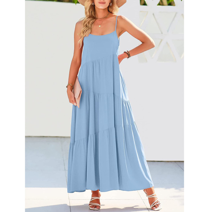 ✨Beach & Commute Strap Solid Color A-line Hem Loose Vacation Dress🌊