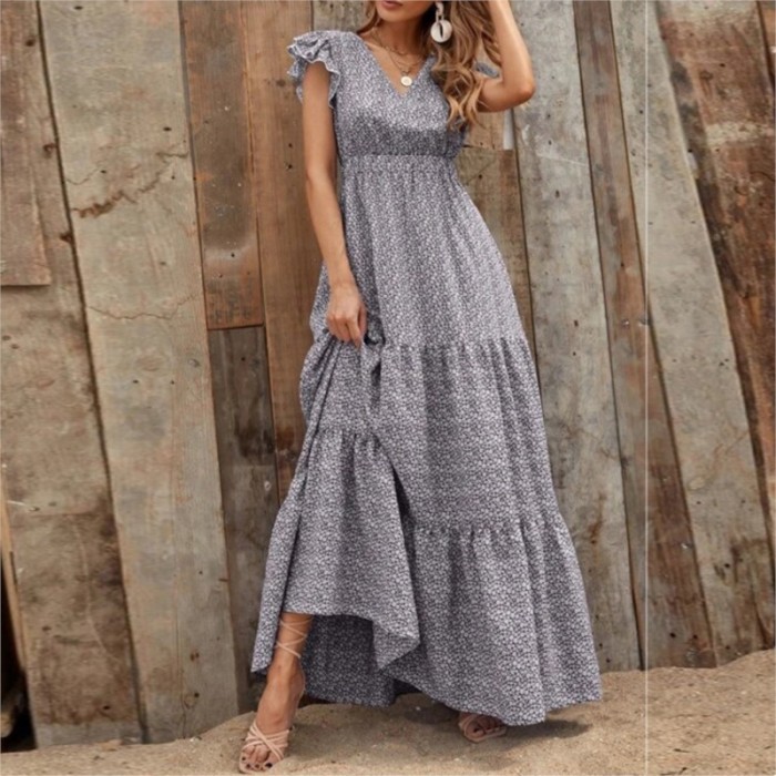 ✨Vacation & Daily V-Neck Floral Patchwork Bohemian Long Dress🌸