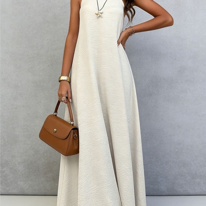 ✨Seaside & Daily Solid Color Loose Vacation Style Dress🌊