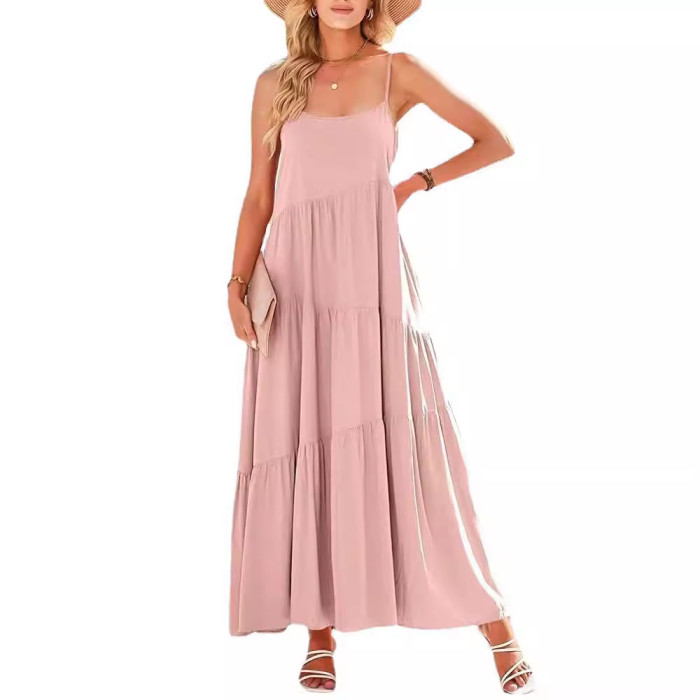 ✨Beach & Commute Strap Solid Color A-line Hem Loose Vacation Dress🌊