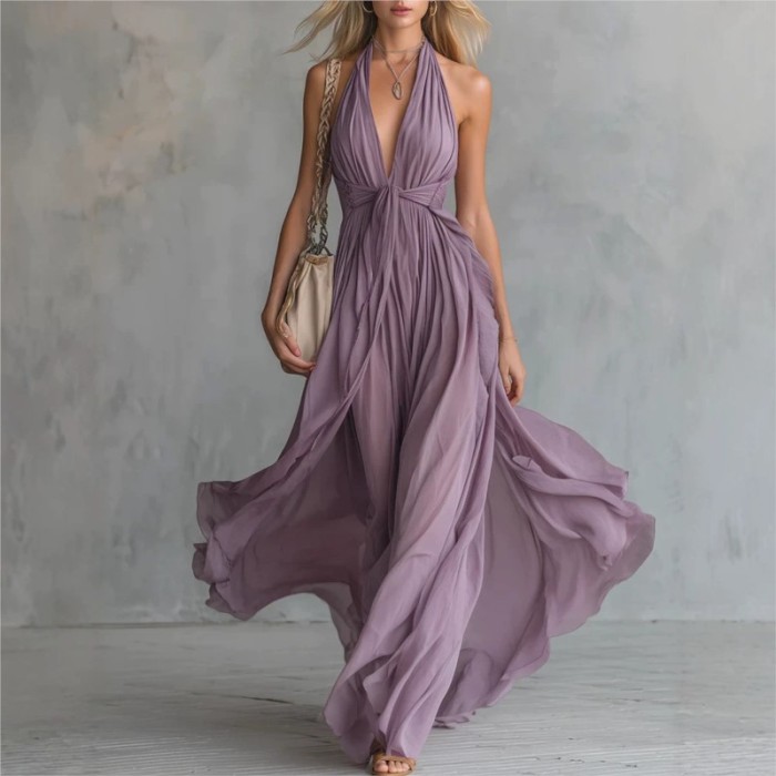 ✨Party & Daily V-neck Cinched Waist Sleeveless Solid Color Dress🌙
