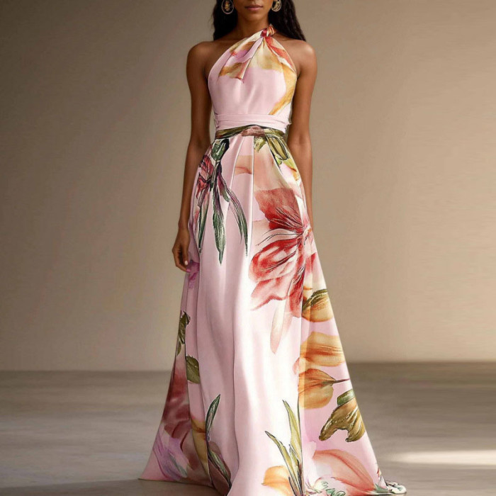 ✨Beach & Holiday One Shoulder Floral Print Bohemian Maxi Dress🌸