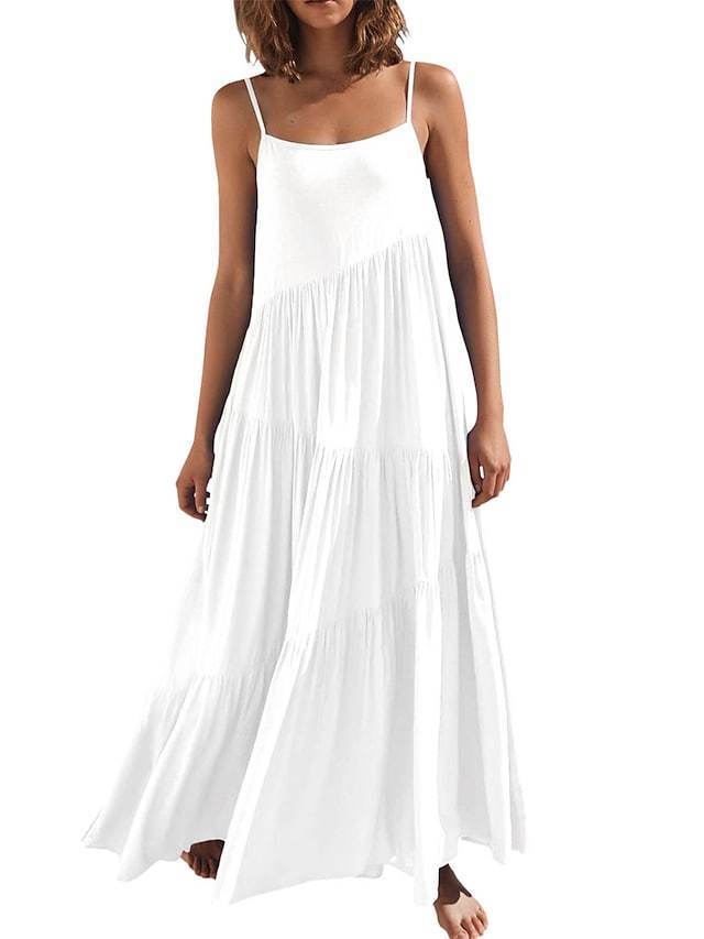 ✨Beach & Commute Strap Solid Color A-line Hem Loose Vacation Dress🌊