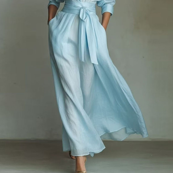 ✨Daily & Boho Turn-down Collar Hollow A-Line Long Dress🌿