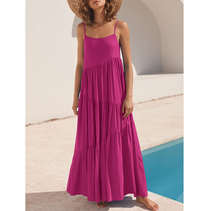 ✨Beach & Commute Strap Solid Color A-line Hem Loose Vacation Dress🌊