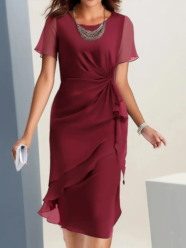✨Evening & Formal Round Neck Mesh Splicing Belted Fishtail Dress🌙