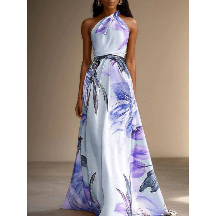 ✨Beach & Holiday One Shoulder Floral Print Bohemian Maxi Dress🌸