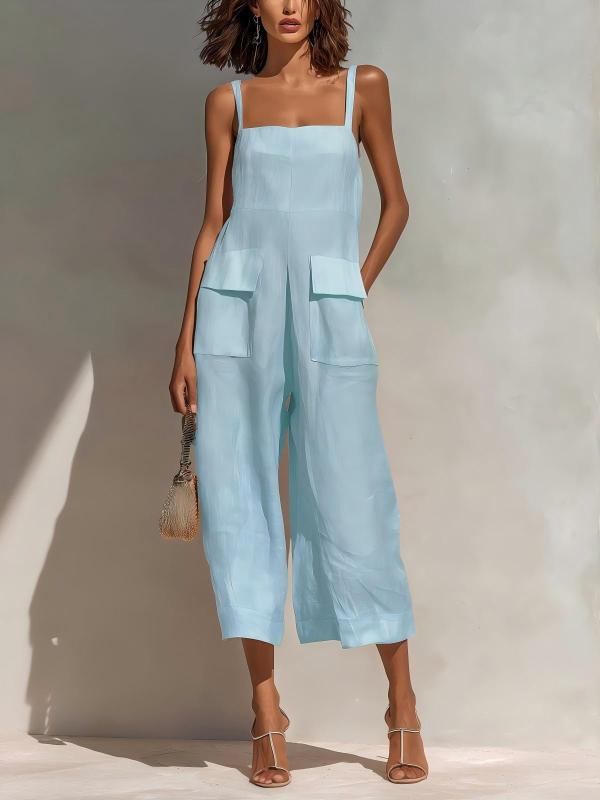 ✨Vacation & Daily Suspender Sleeveless Backless Cotton Linen Jumpsuit🌿