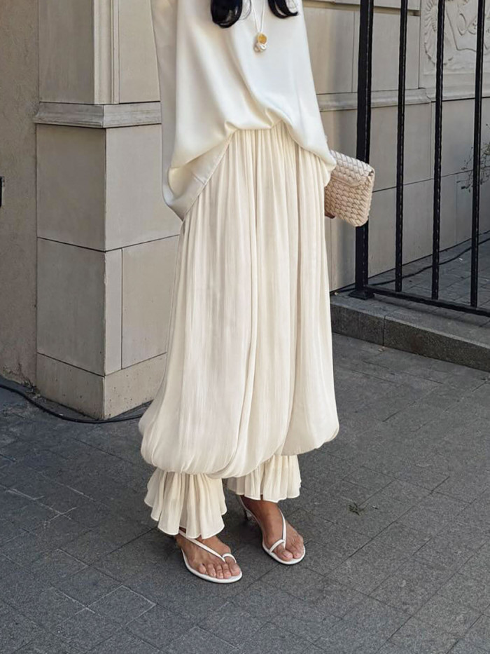 ✨Beach & Boho High Waist Sheer Ruffled Cuffs Wide Leg Pants🌊