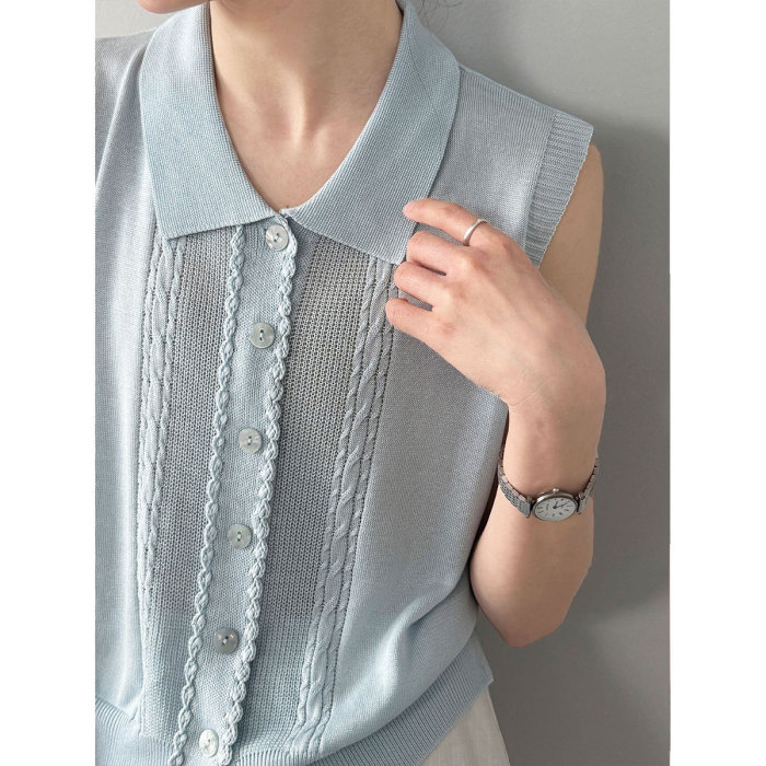 ✨Street & Daily Vintage Turn Down Collar Sleeveless Knit Top🖤