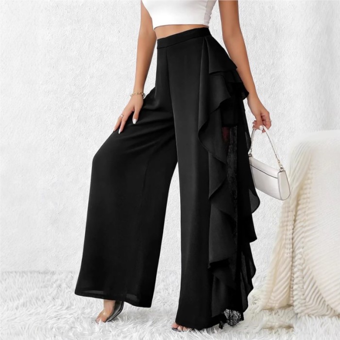 ✨Street & Daily High Waist Mesh Irregular Patchwork Slit Wide-Leg Pants🖤