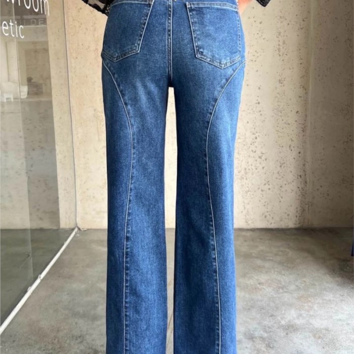 ✨Club & Party Vintage High Waist Studded Denim Straight Pants🖤