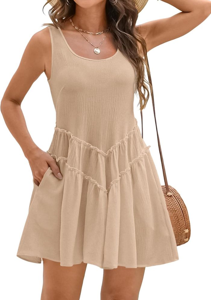 ✨Beach & Vacation U-Neck Strap Pocket Mini Dress🌷