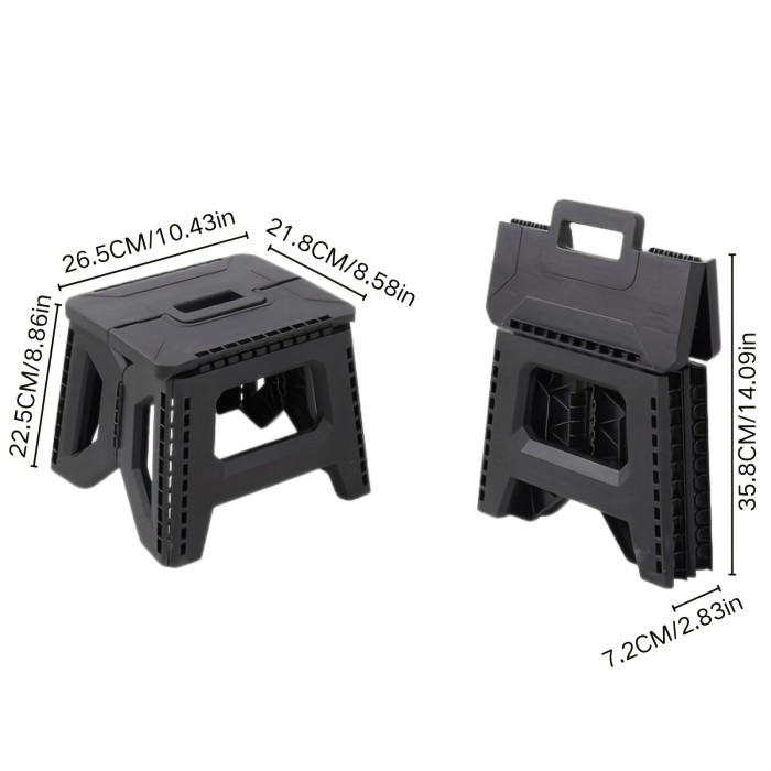 Heavy-Duty Thickened Portable Folding Stool with Handle - 1 Pack Square Plastic Collapsible Stool for Indoor, Gatherings, Picnic, Fishing | Durable PP, Adult-Supporting up to 330lbs, No Electricity or Batteries Needed