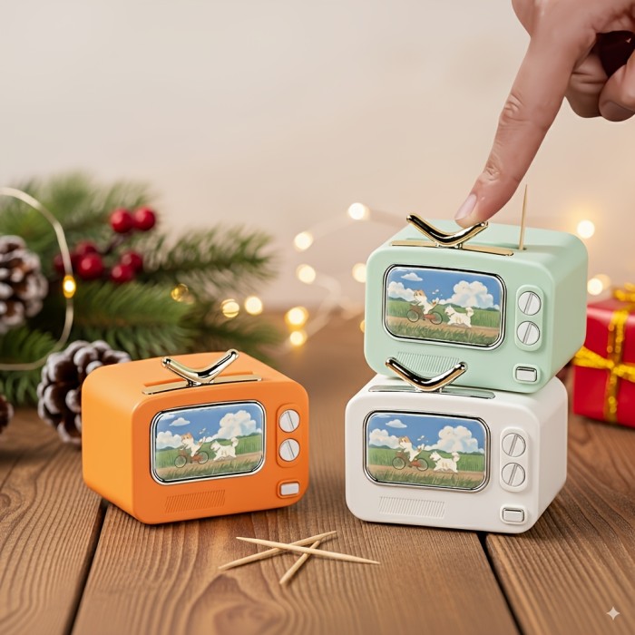 ✨Home & Decor Retro TV Shape Automatic Pop-Up Toothpick Holder📺